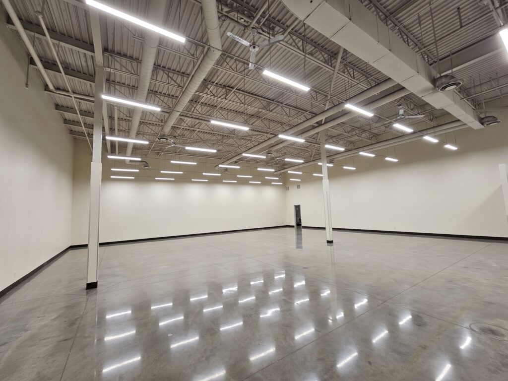 After image of industrial room with LED lighting