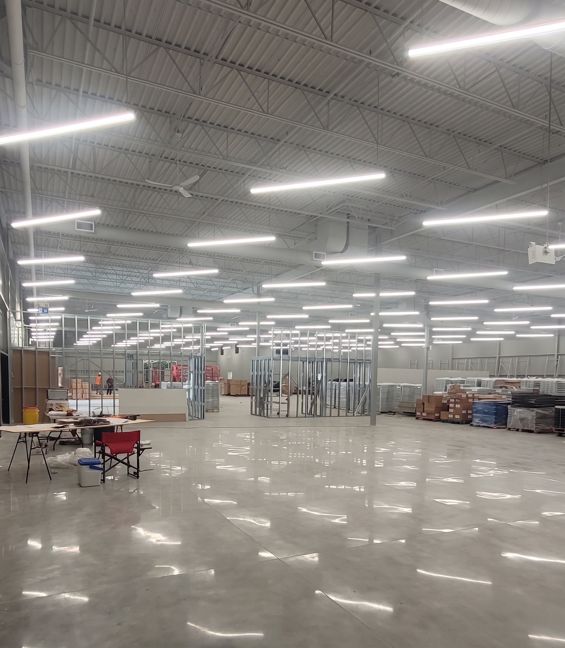 Industrial warehouse after installing LED lights